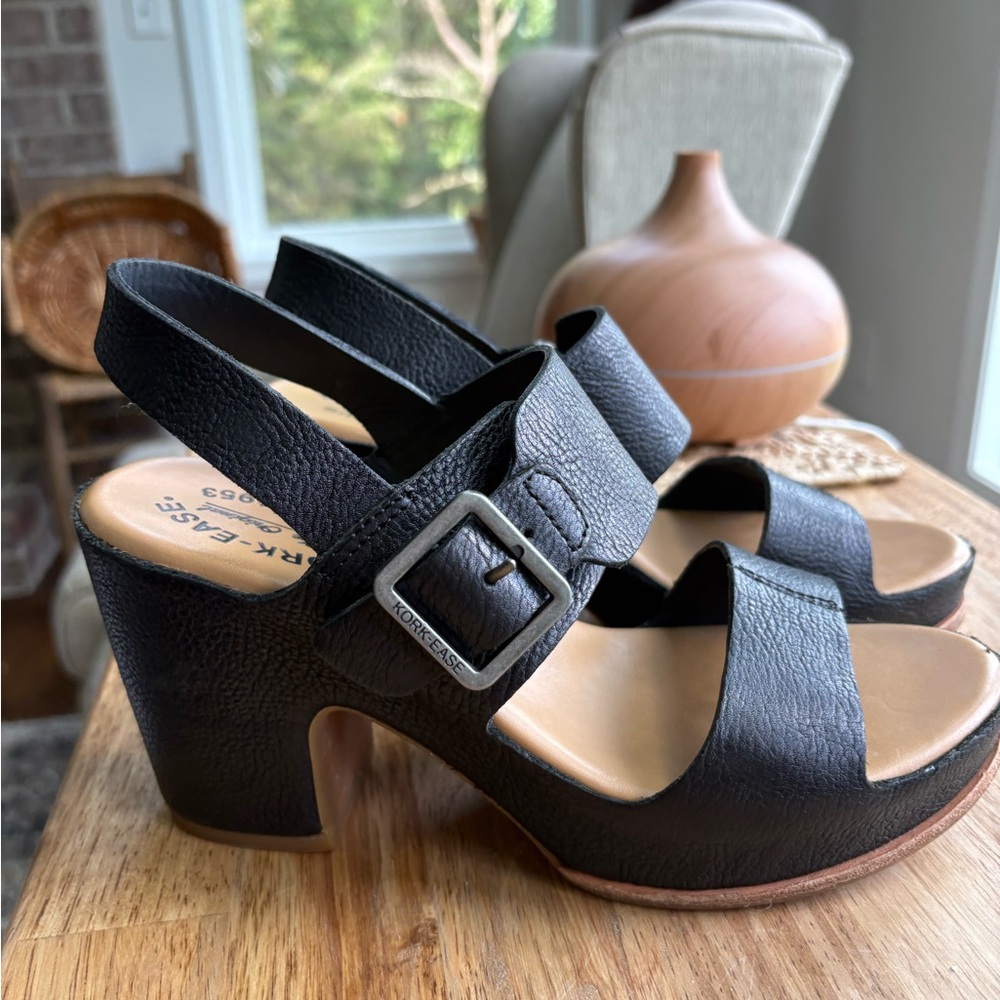 Kork-Ease Black Leather Heels